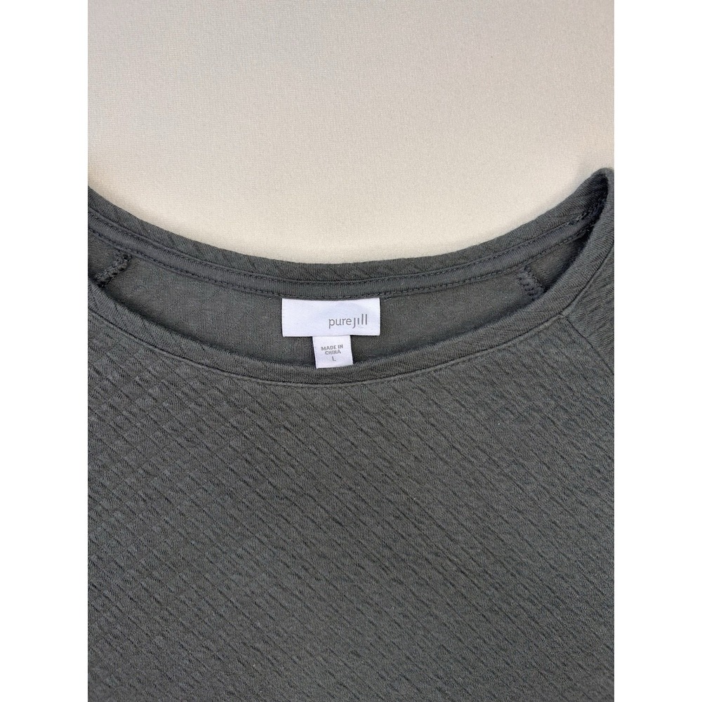 Pure Jill J.Jill Women's L Charcoal Textured Cotton Tunic Dress Pockets - Picture 3 of 9